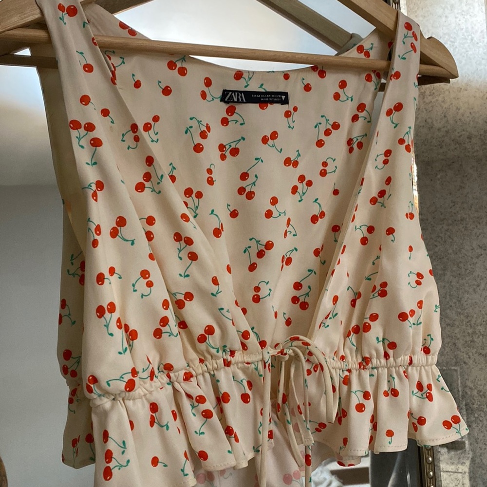 Cherry tank tie crop top from Zara